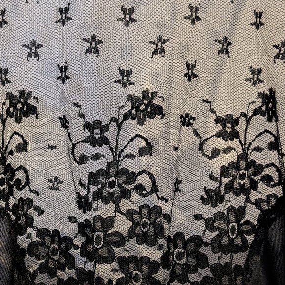 Formfit Rogers Vintage Black Satin & Lace Sleeveless Maxi Nightgown Chemise - 6P - Picture 6 of 9